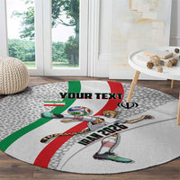 Personalized Iran Football Cheetah Round Carpet Persian Cheetah Graphic With Iranian Flag And Symbol