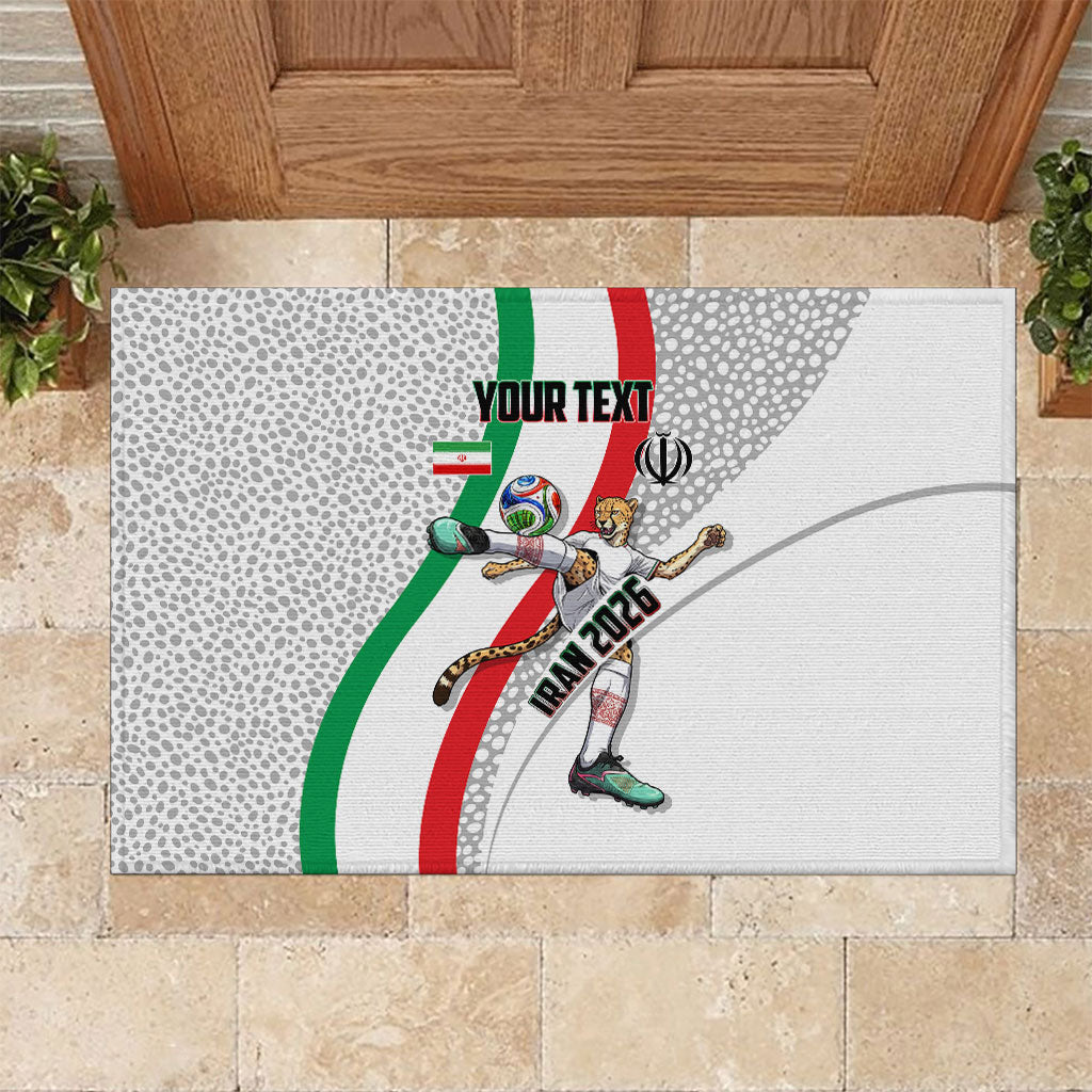 Personalized Iran Football Cheetah Rubber Doormat Persian Cheetah Graphic With Iranian Flag And Symbol