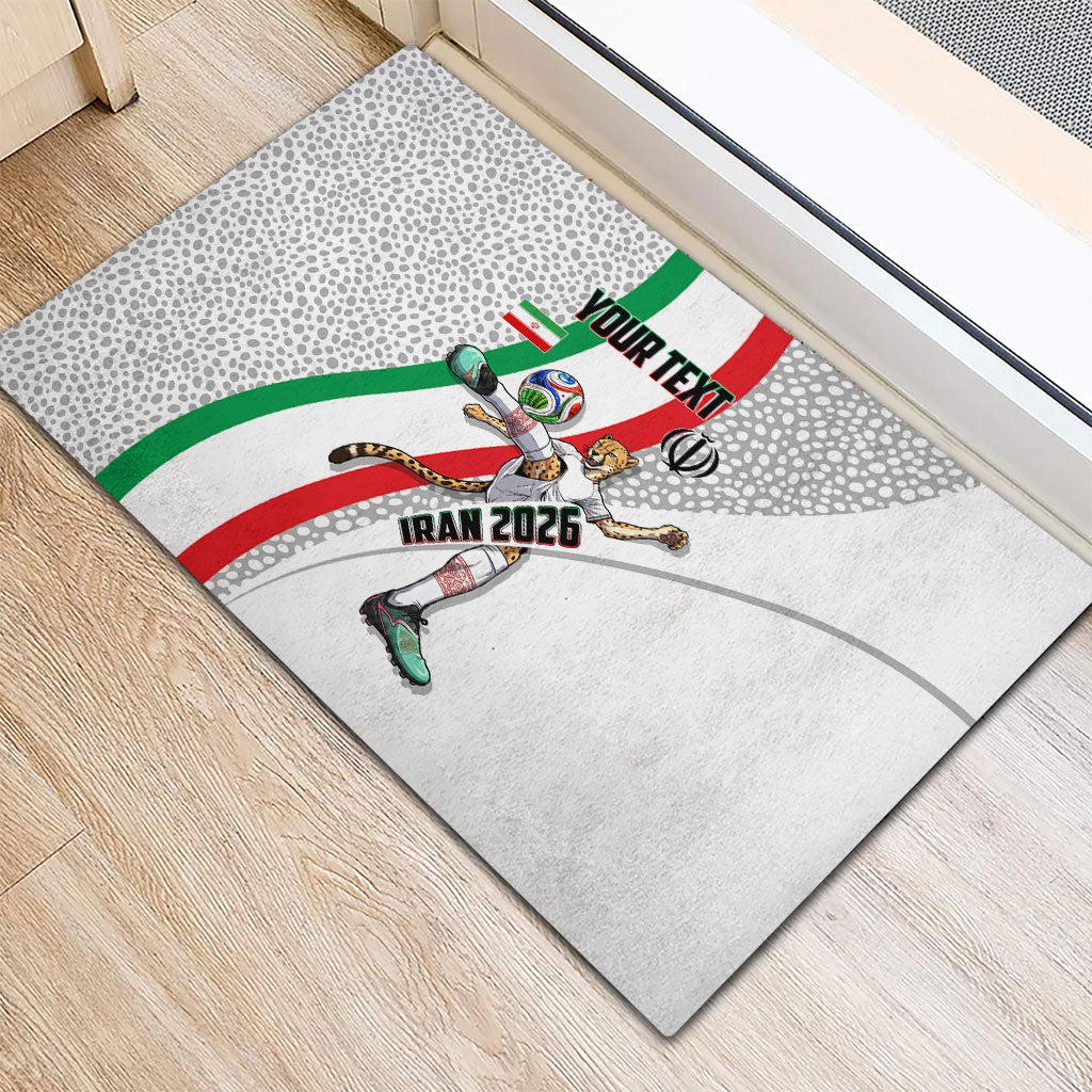 Personalized Iran Football Cheetah Rubber Doormat Persian Cheetah Graphic With Iranian Flag And Symbol