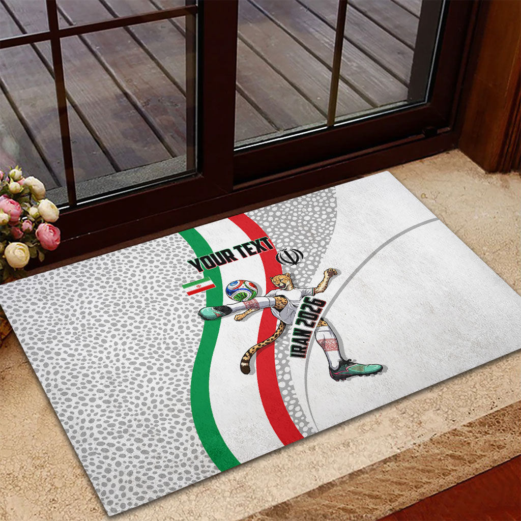 Personalized Iran Football Cheetah Rubber Doormat Persian Cheetah Graphic With Iranian Flag And Symbol