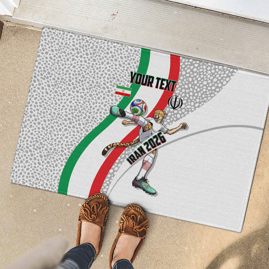 Personalized Iran Football Cheetah Rubber Doormat Persian Cheetah Graphic With Iranian Flag And Symbol