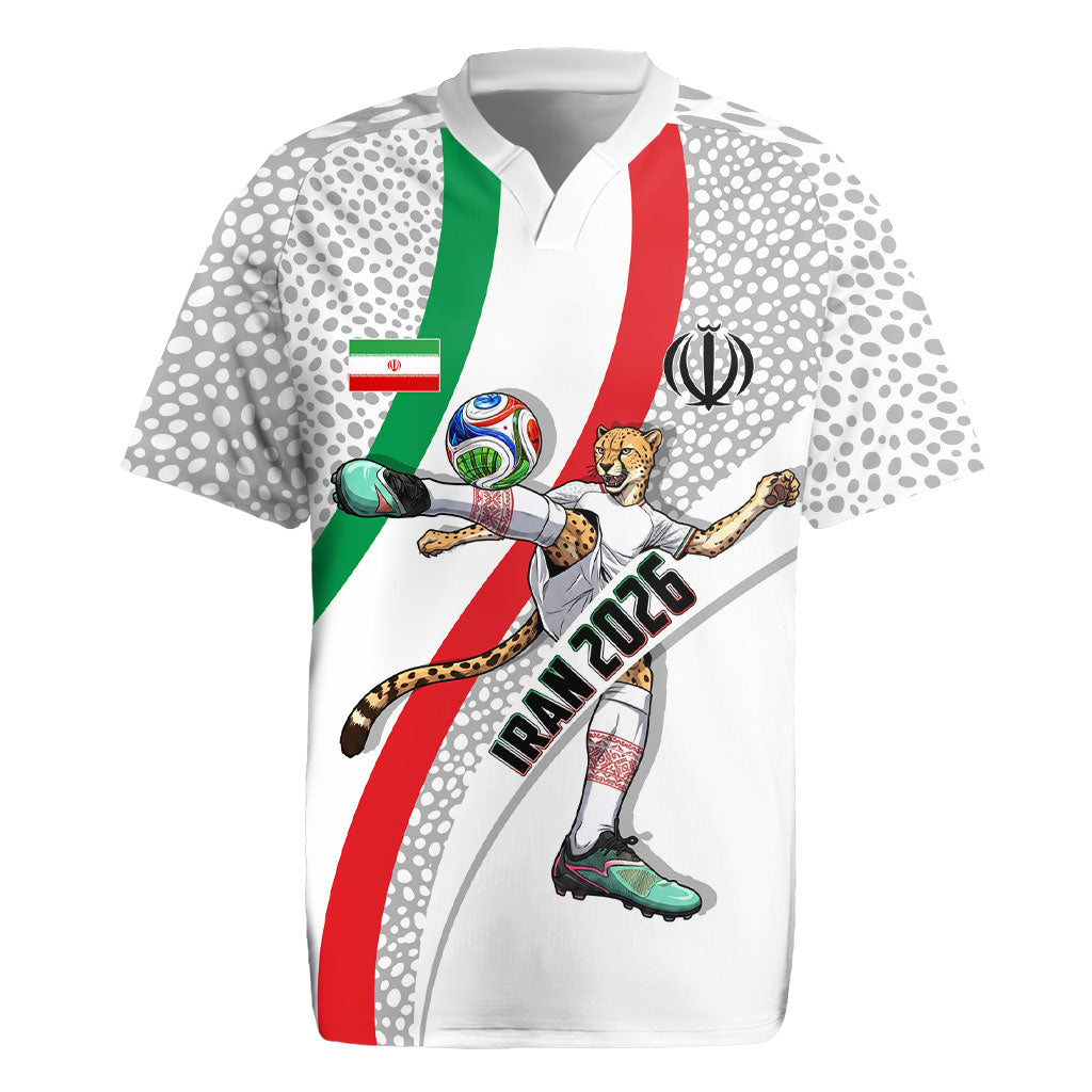 Personalized Iran Football Cheetah Rugby Jersey Persian Cheetah Graphic With Iranian Flag And Symbol