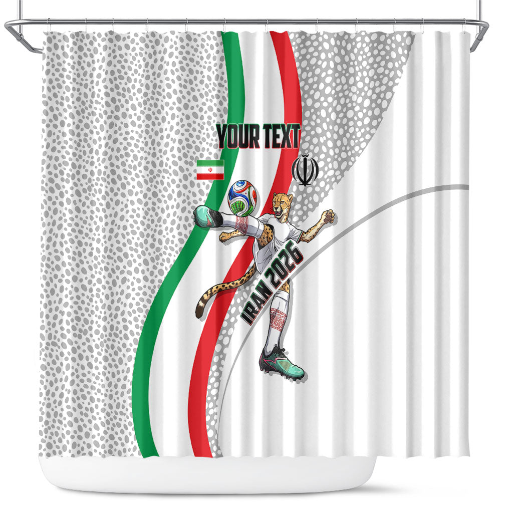 Personalized Iran Football Cheetah Shower Curtain Persian Cheetah Graphic With Iranian Flag And Symbol