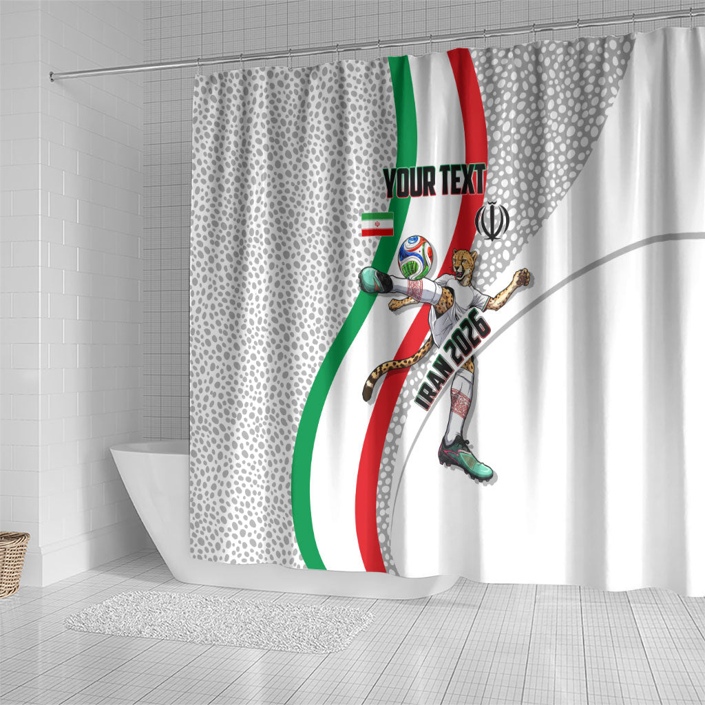 Personalized Iran Football Cheetah Shower Curtain Persian Cheetah Graphic With Iranian Flag And Symbol
