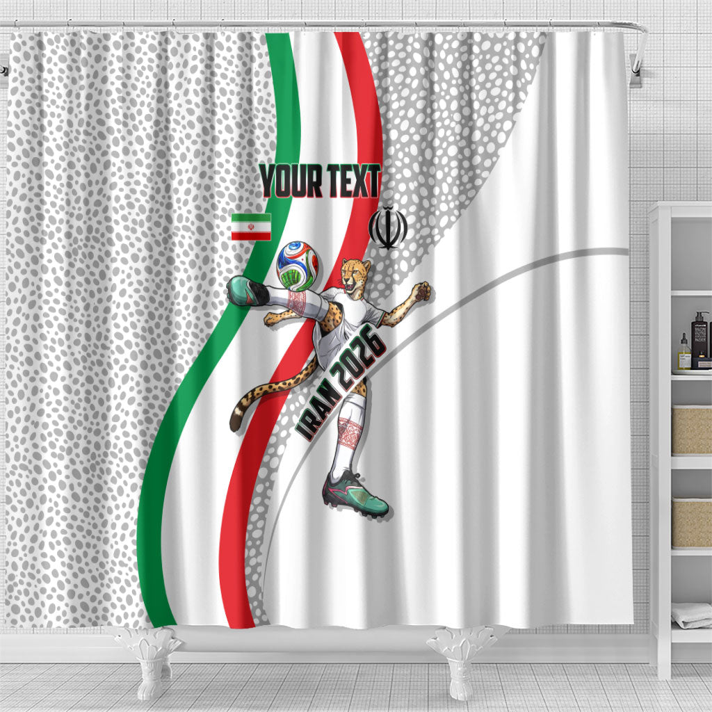 Personalized Iran Football Cheetah Shower Curtain Persian Cheetah Graphic With Iranian Flag And Symbol