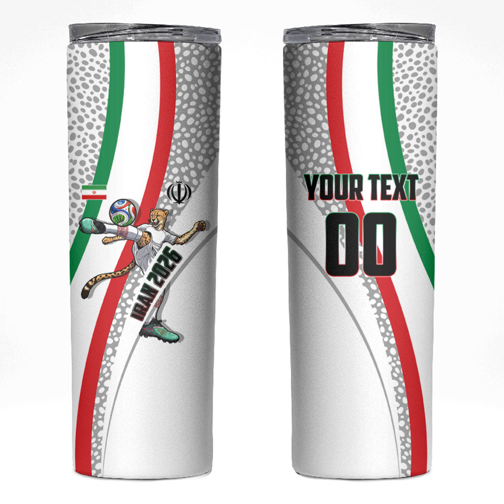 Personalized Iran Football Cheetah Skinny Tumbler Persian Cheetah Graphic With Iranian Flag And Symbol