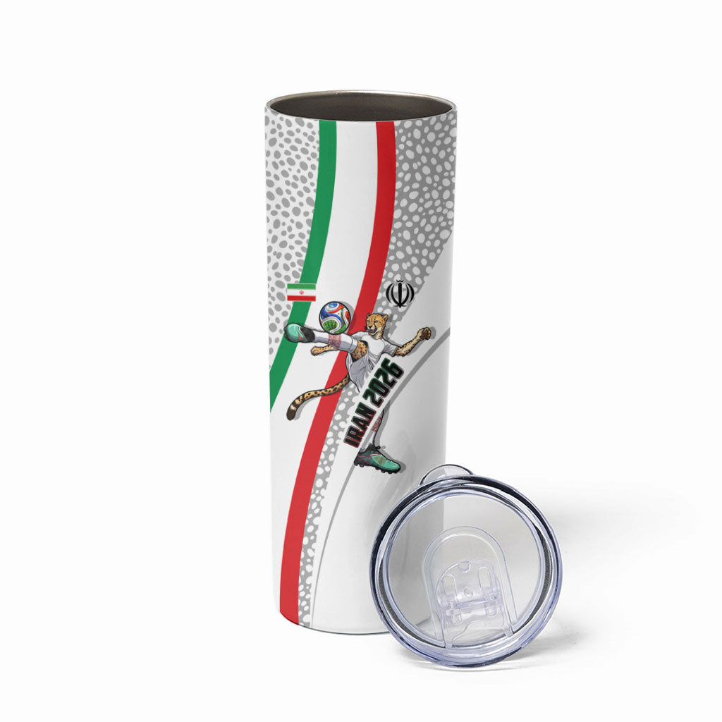 Personalized Iran Football Cheetah Skinny Tumbler Persian Cheetah Graphic With Iranian Flag And Symbol