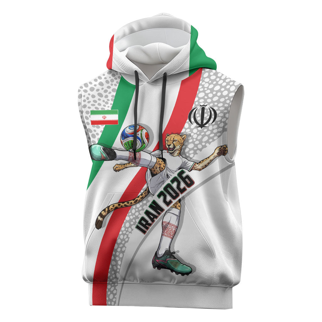 Personalized Iran Football Cheetah Sleeveless Hoodie Persian Cheetah Graphic With Iranian Flag And Symbol