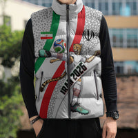 Personalized Iran Football Cheetah Sleeveless Puffer Jacket Persian Cheetah Graphic With Iranian Flag And Symbol