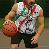 Personalized Iran Football Cheetah Sleeveless Zip Hoodie Persian Cheetah Graphic With Iranian Flag And Symbol