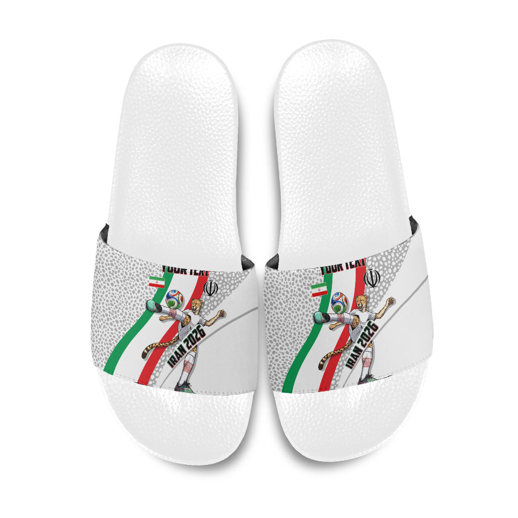 Personalized Iran Football Cheetah Slide Sandals Persian Cheetah Graphic With Iranian Flag And Symbol