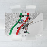 Personalized Iran Football Cheetah Tablecloth Persian Cheetah Graphic With Iranian Flag And Symbol