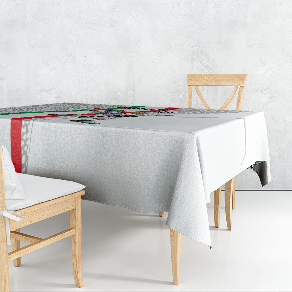 Personalized Iran Football Cheetah Tablecloth Persian Cheetah Graphic With Iranian Flag And Symbol