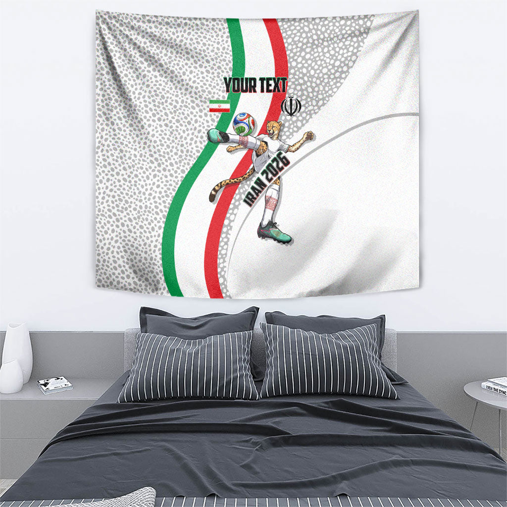 Personalized Iran Football Cheetah Tapestry Persian Cheetah Graphic With Iranian Flag And Symbol