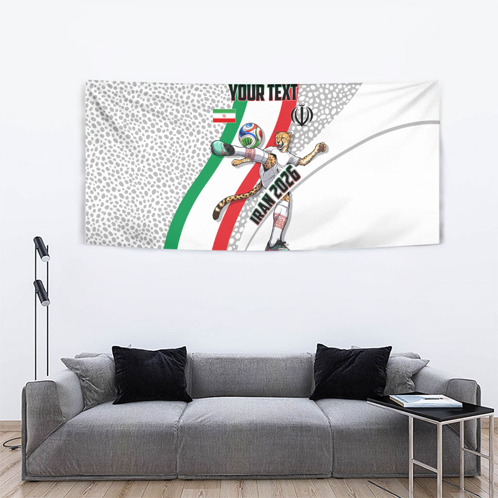 Personalized Iran Football Cheetah Tapestry Persian Cheetah Graphic With Iranian Flag And Symbol