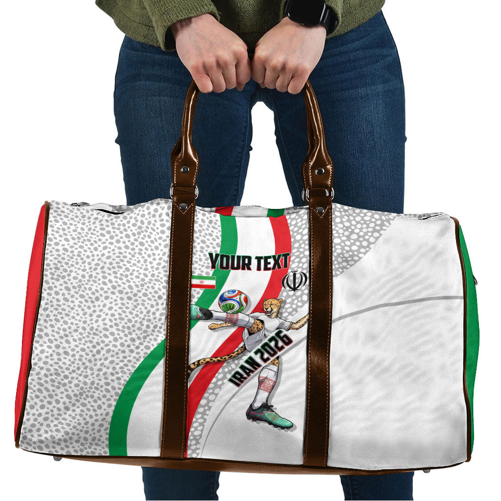Personalized Iran Football Cheetah Travel Bag Persian Cheetah Graphic With Iranian Flag And Symbol