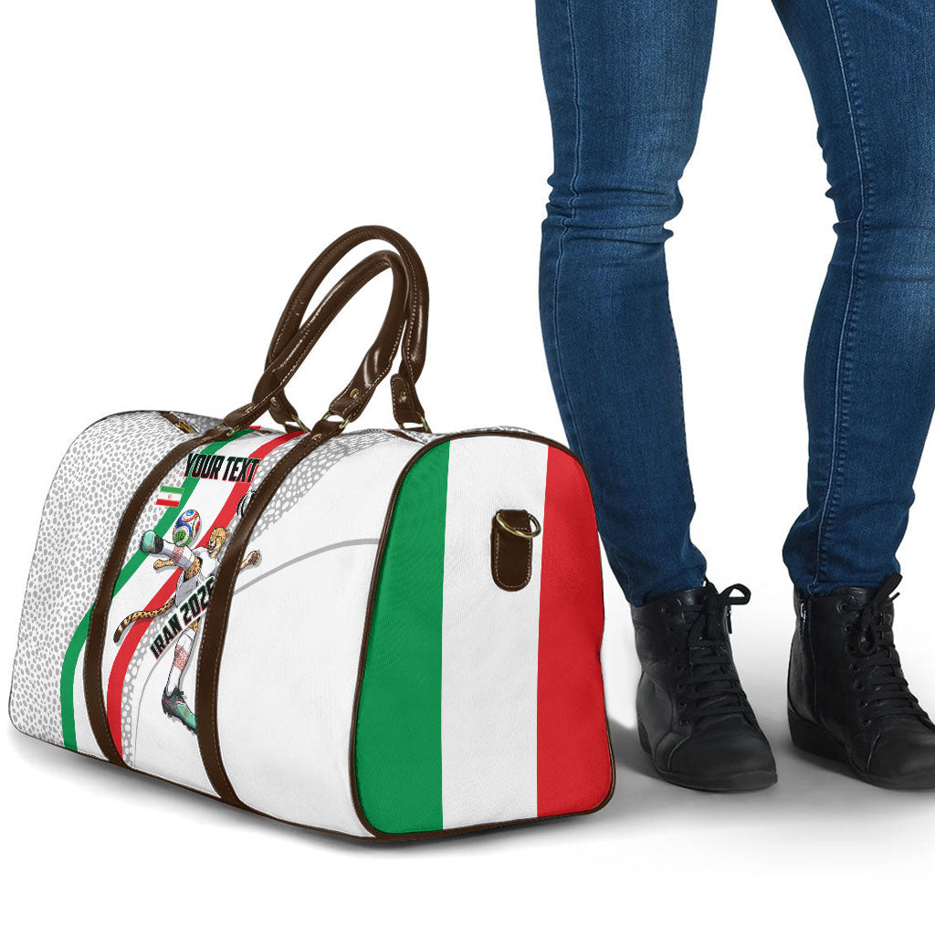 Personalized Iran Football Cheetah Travel Bag Persian Cheetah Graphic With Iranian Flag And Symbol