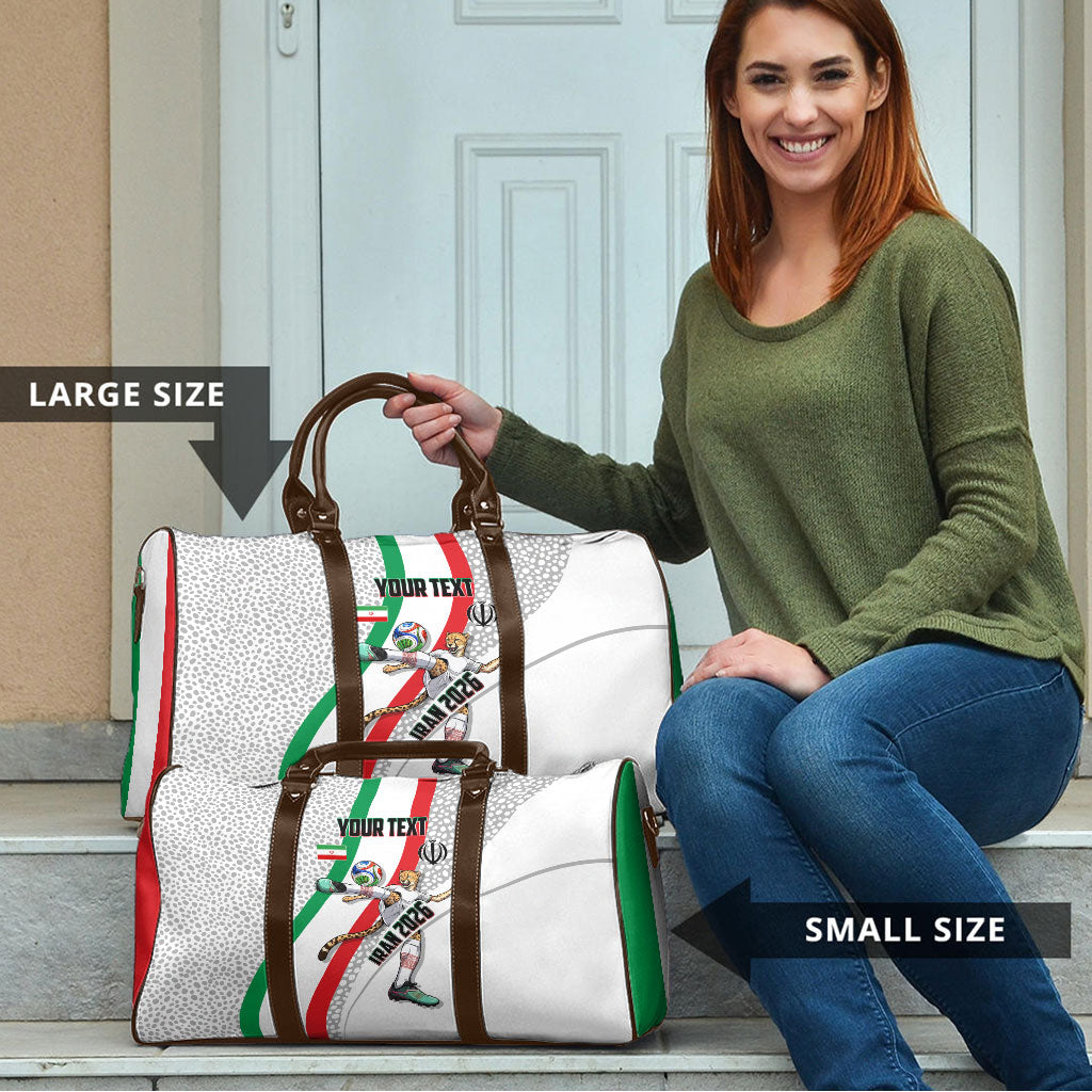 Personalized Iran Football Cheetah Travel Bag Persian Cheetah Graphic With Iranian Flag And Symbol