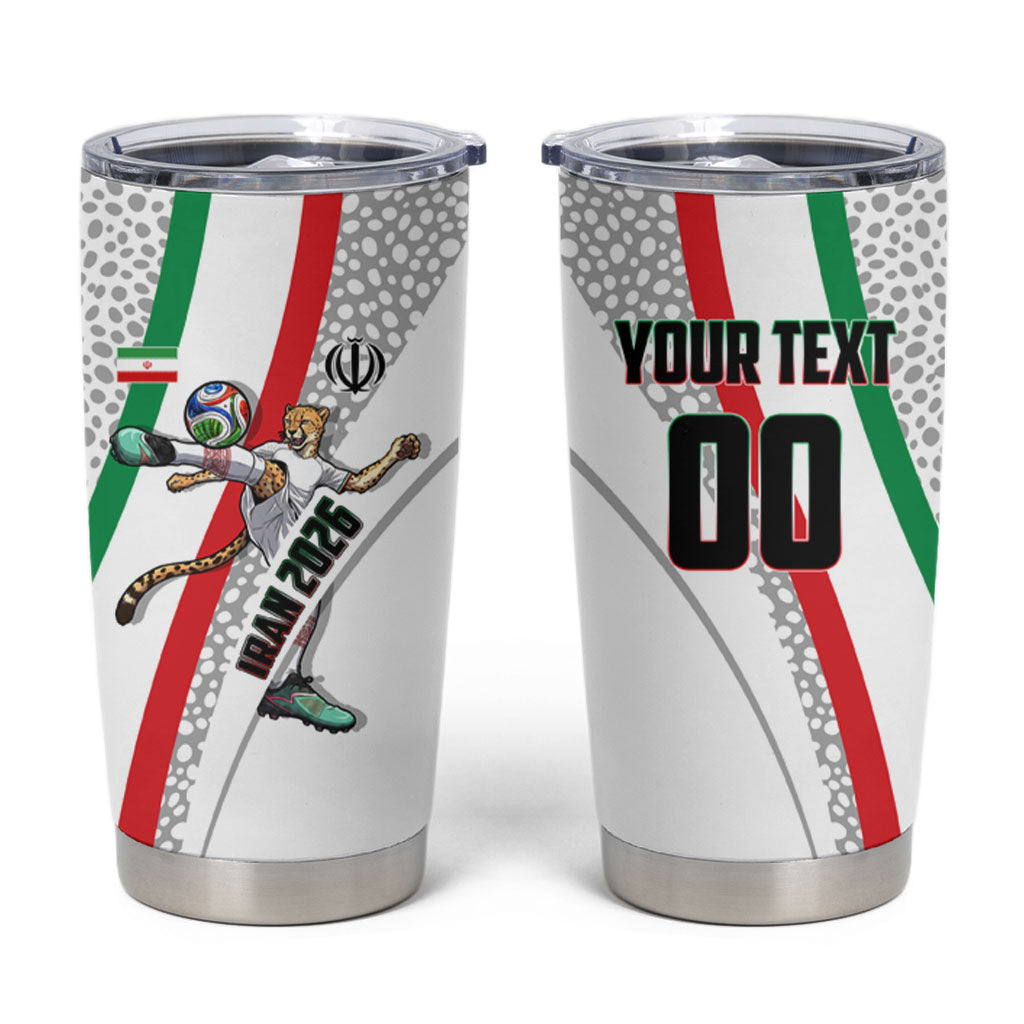 Personalized Iran Football Cheetah Tumbler Cup Persian Cheetah Graphic With Iranian Flag And Symbol