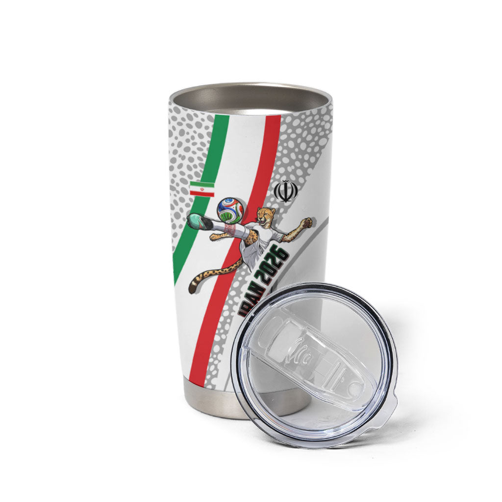 Personalized Iran Football Cheetah Tumbler Cup Persian Cheetah Graphic With Iranian Flag And Symbol