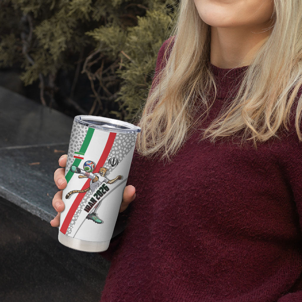 Personalized Iran Football Cheetah Tumbler Cup Persian Cheetah Graphic With Iranian Flag And Symbol