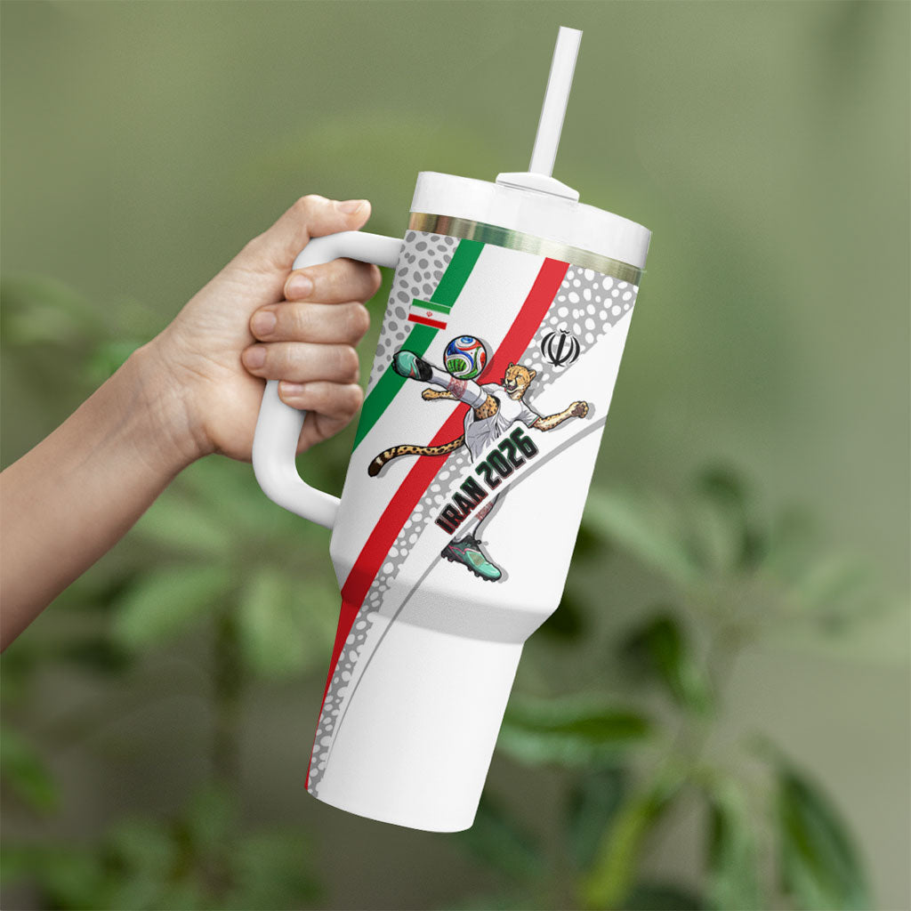 Personalized Iran Football Cheetah Tumbler With Handle Persian Cheetah Graphic With Iranian Flag And Symbol