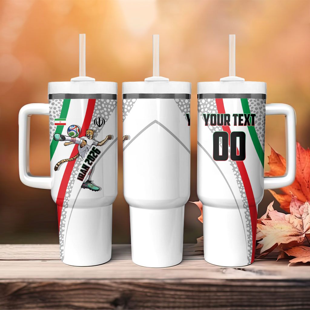 Personalized Iran Football Cheetah Tumbler With Handle Persian Cheetah Graphic With Iranian Flag And Symbol