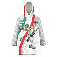 Personalized Iran Football Cheetah Wearable Blanket Hoodie Persian Cheetah Graphic With Iranian Flag And Symbol