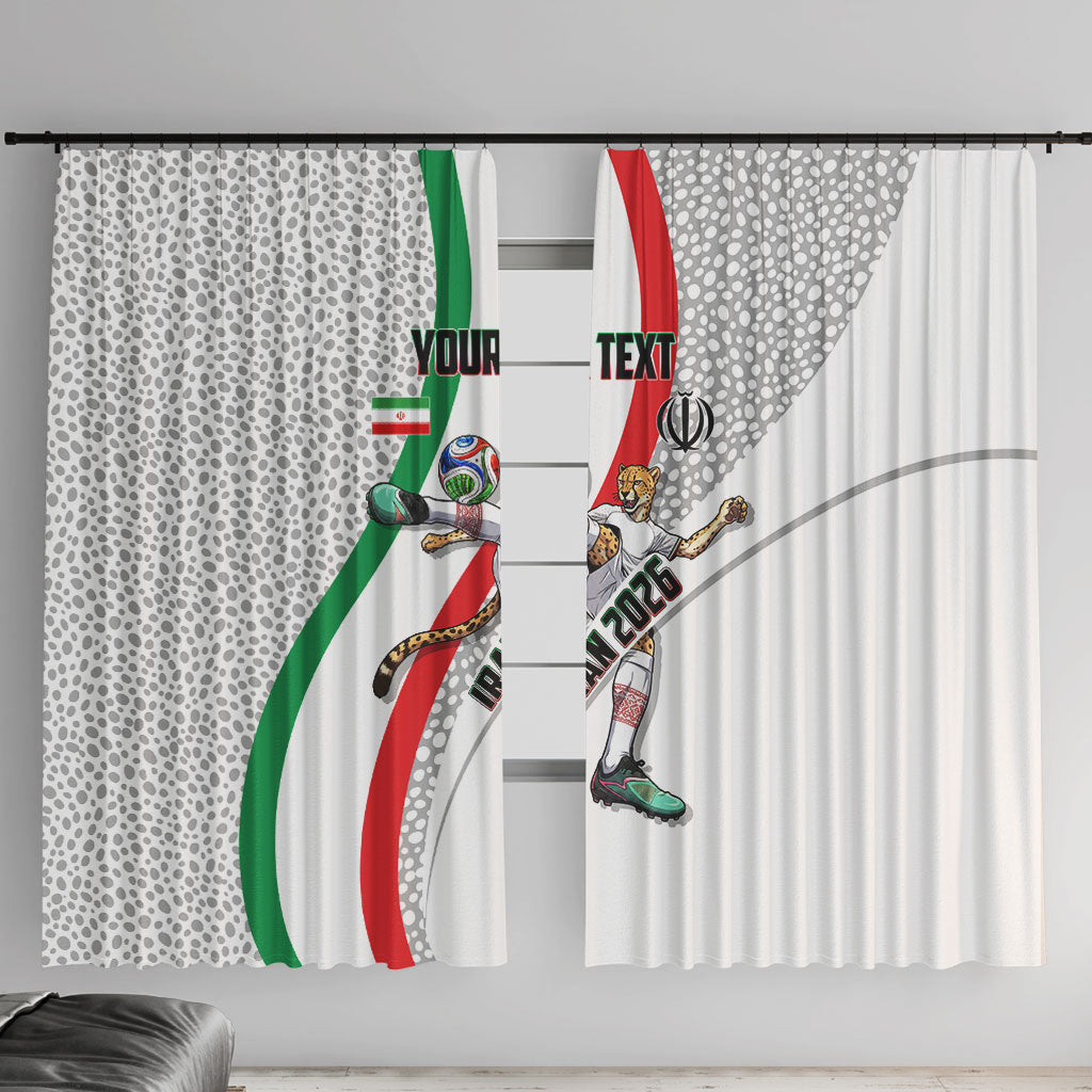 Personalized Iran Football Cheetah Window Curtain Persian Cheetah Graphic With Iranian Flag And Symbol