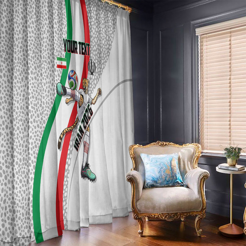 Personalized Iran Football Cheetah Window Curtain Persian Cheetah Graphic With Iranian Flag And Symbol