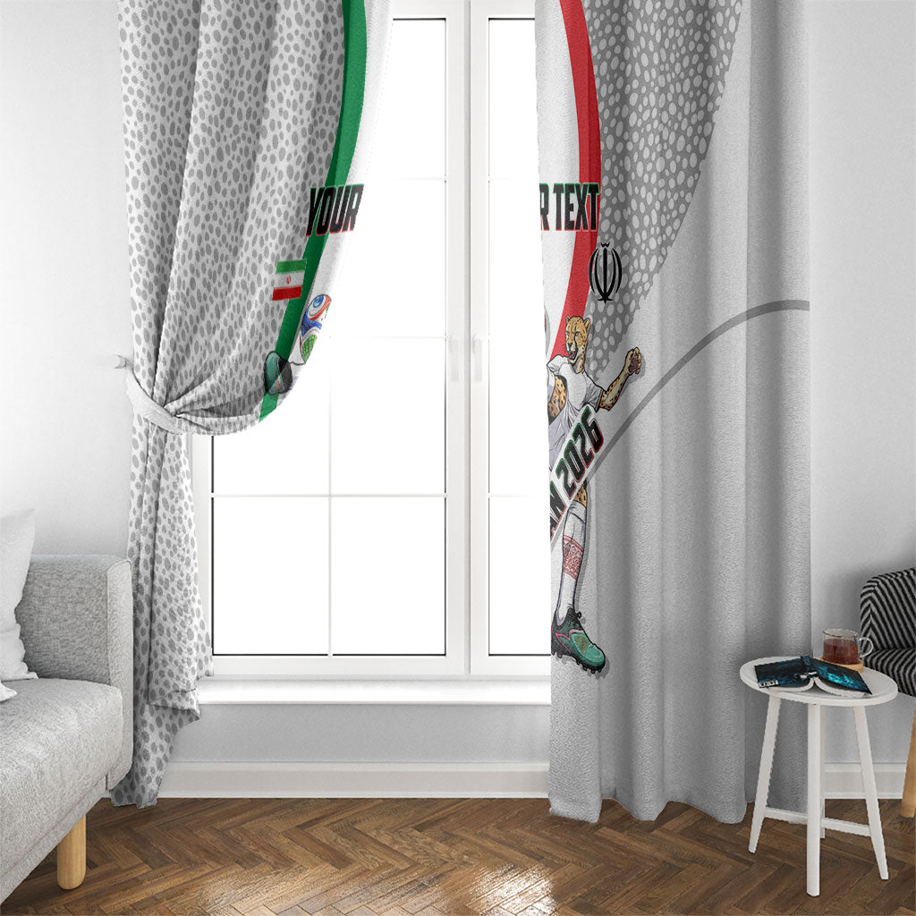 Personalized Iran Football Cheetah Window Curtain Persian Cheetah Graphic With Iranian Flag And Symbol