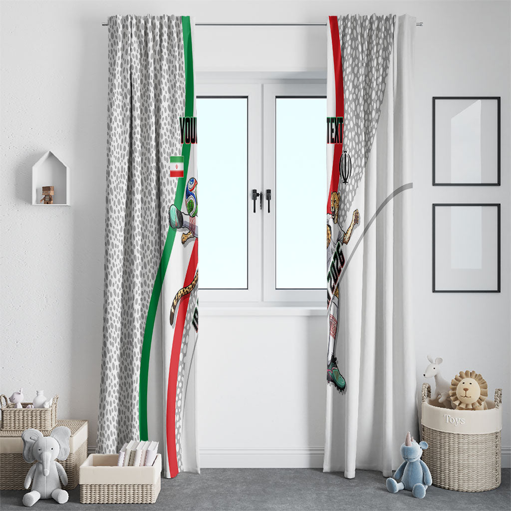 Personalized Iran Football Cheetah Window Curtain Persian Cheetah Graphic With Iranian Flag And Symbol