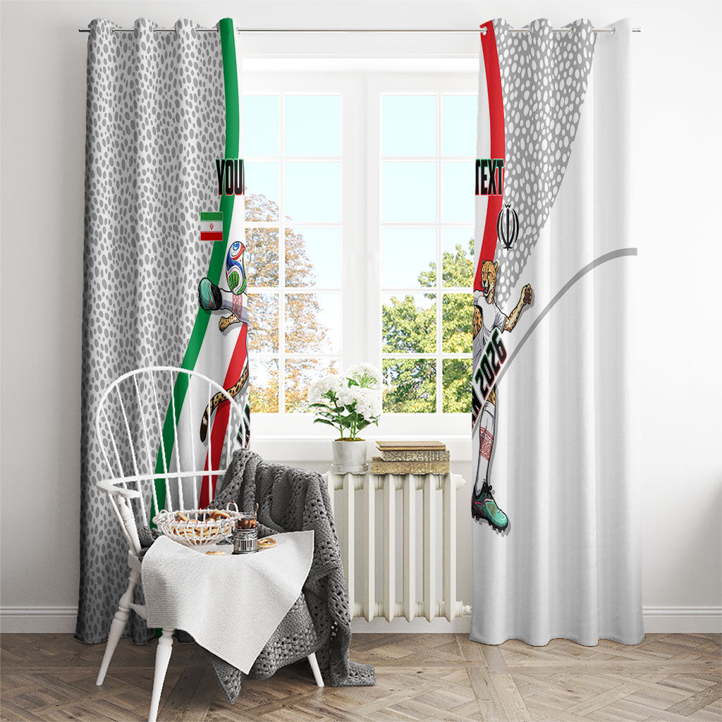 Personalized Iran Football Cheetah Window Curtain Persian Cheetah Graphic With Iranian Flag And Symbol