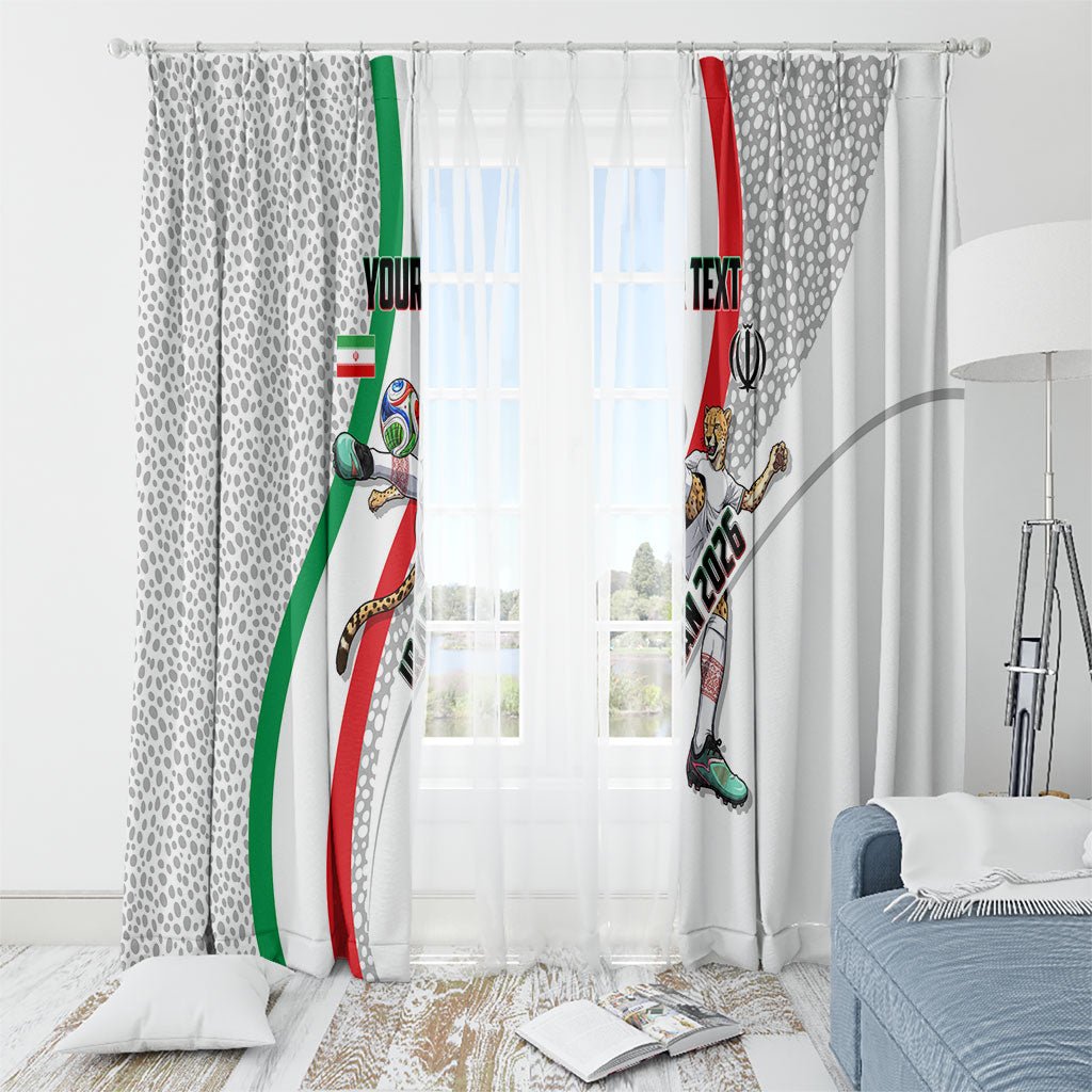 Personalized Iran Football Cheetah Window Curtain Persian Cheetah Graphic With Iranian Flag And Symbol