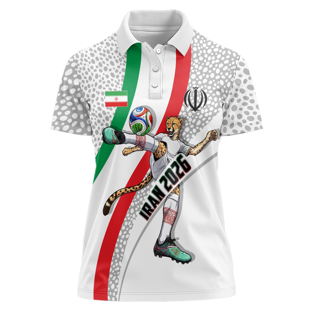 Personalized Iran Football Cheetah Women Polo Shirt Persian Cheetah Graphic With Iranian Flag And Symbol