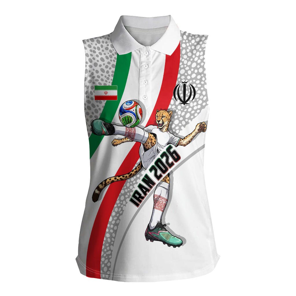 Personalized Iran Football Cheetah Women Sleeveless Polo Shirt Persian Cheetah Graphic With Iranian Flag And Symbol