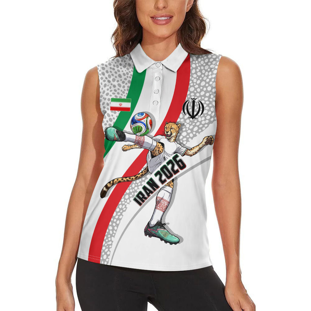 Personalized Iran Football Cheetah Women Sleeveless Polo Shirt Persian Cheetah Graphic With Iranian Flag And Symbol