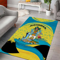 Bahamas Flag Area Rug with National Coat of Arms and Sea Turtle Design - Wonder Print Shop