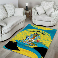 Bahamas Flag Area Rug with National Coat of Arms and Sea Turtle Design - Wonder Print Shop