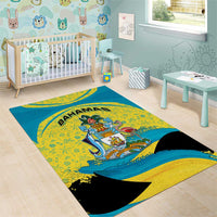 Bahamas Flag Area Rug with National Coat of Arms and Sea Turtle Design - Wonder Print Shop