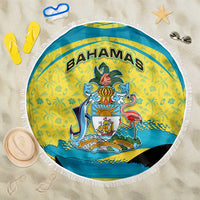 Bahamas Flag Beach Blanket with National Coat of Arms and Sea Turtle Design - Wonder Print Shop