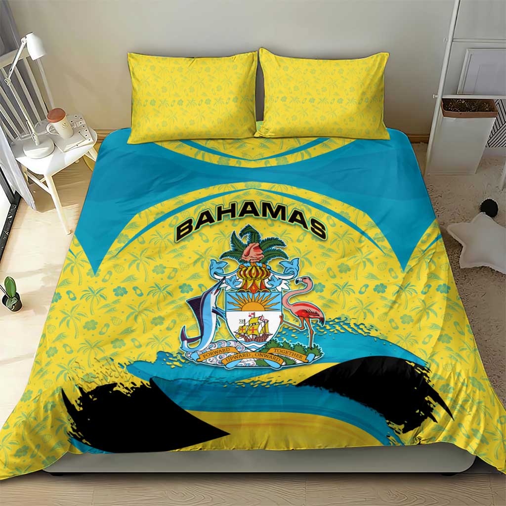 Bahamas Flag Bedding Set with National Coat of Arms and Sea Turtle Design - Wonder Print Shop