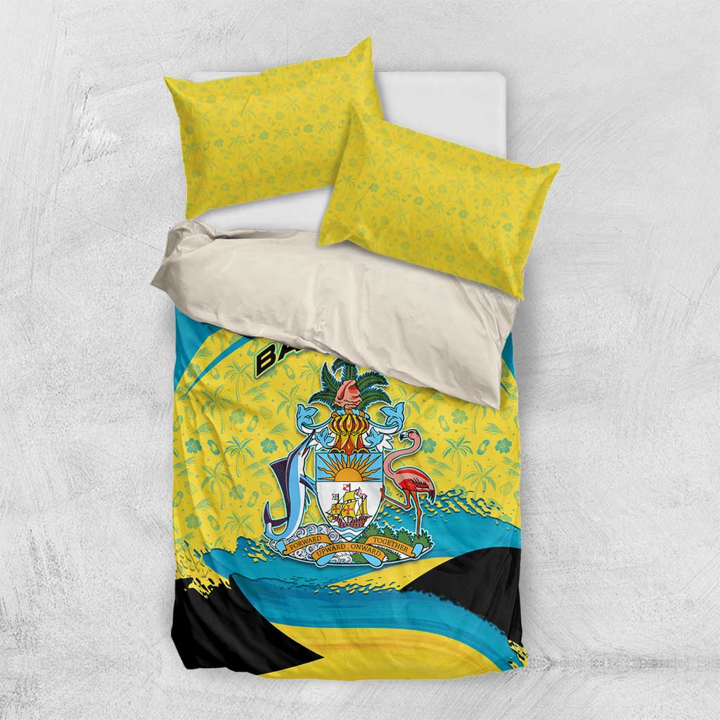 Bahamas Flag Bedding Set with National Coat of Arms and Sea Turtle Design - Wonder Print Shop