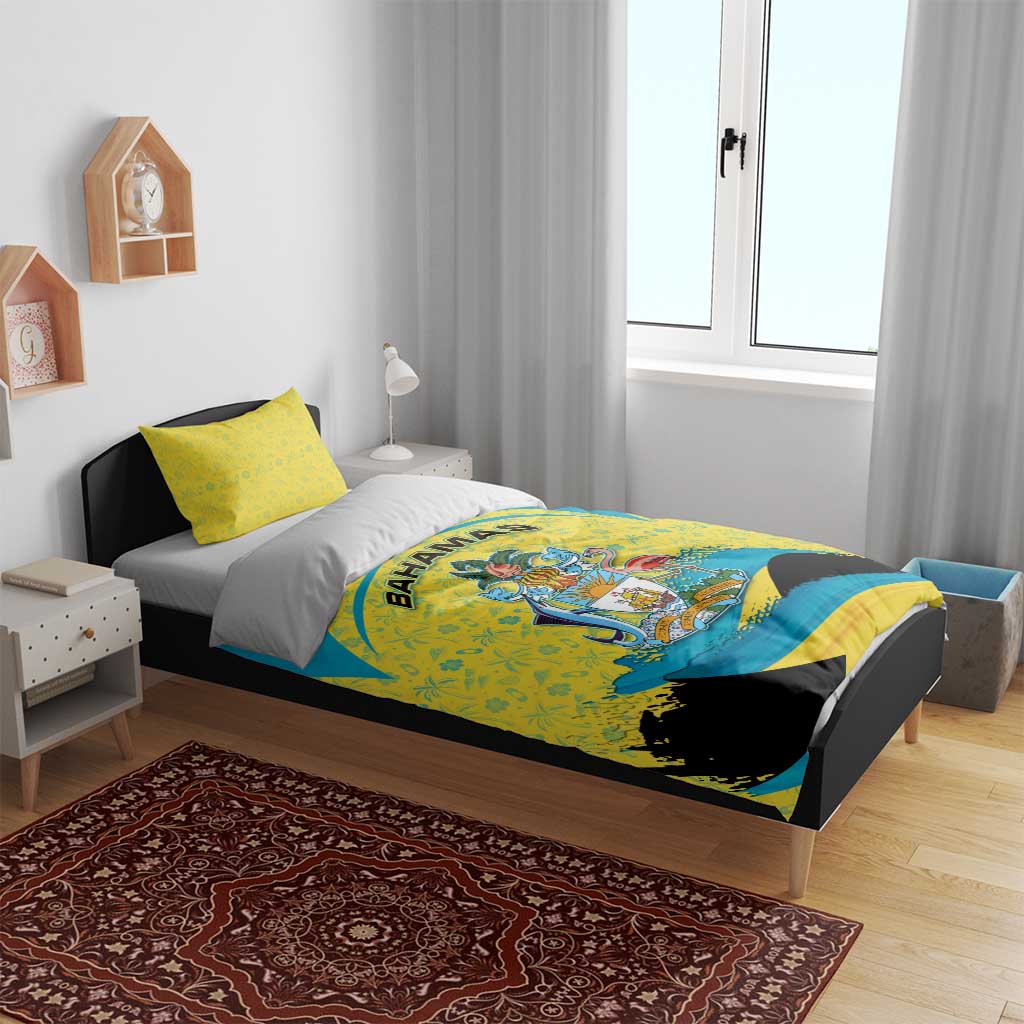 Bahamas Flag Bedding Set with National Coat of Arms and Sea Turtle Design - Wonder Print Shop
