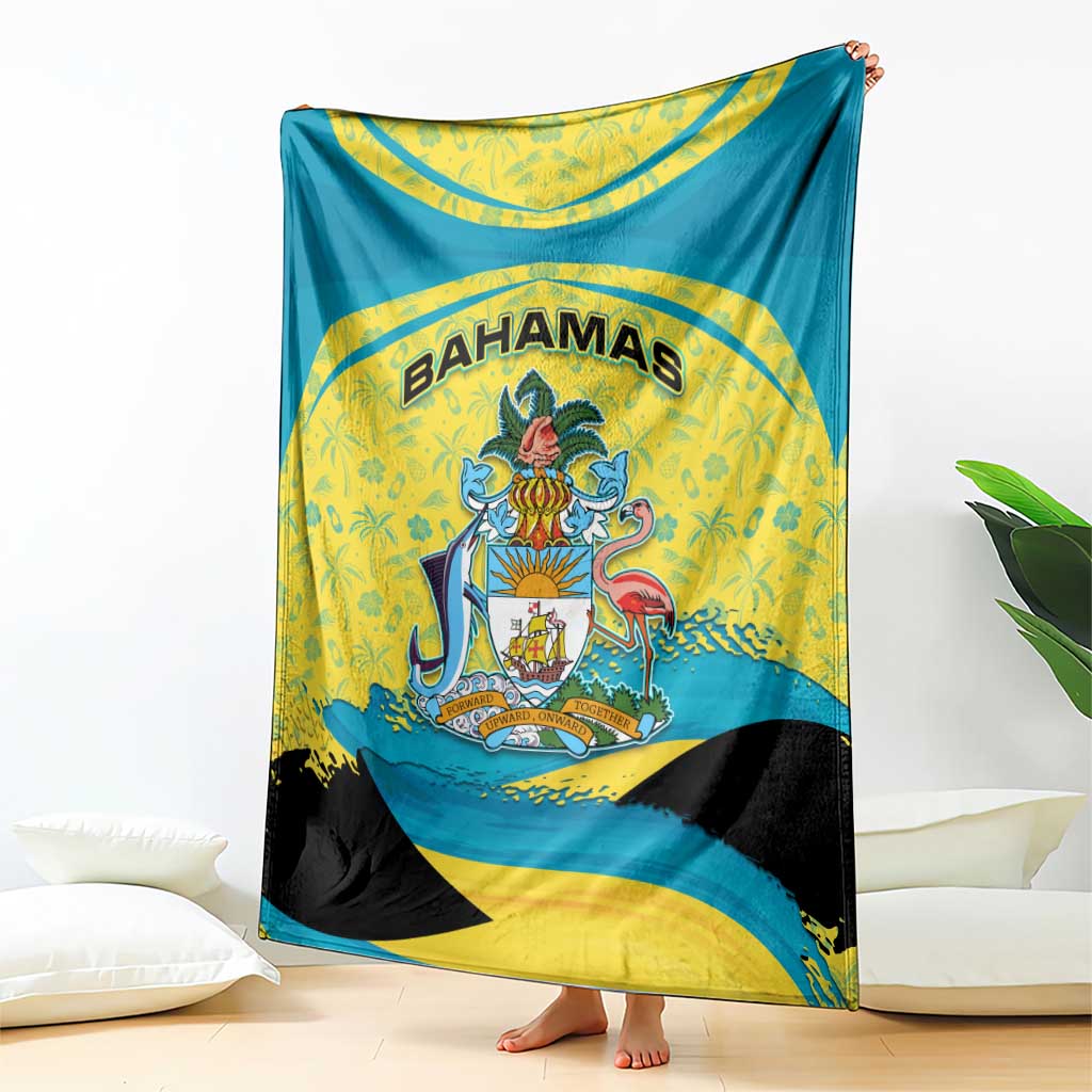 Bahamas Flag Blanket with National Coat of Arms and Sea Turtle Design - Wonder Print Shop