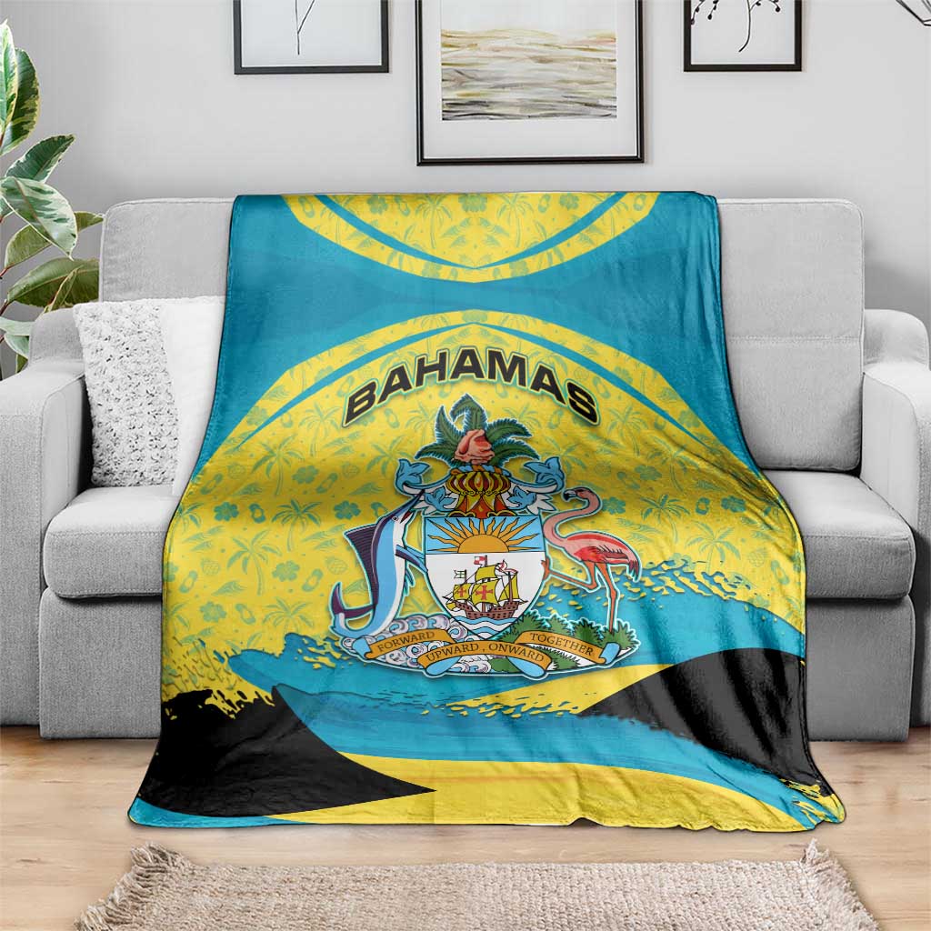 Bahamas Flag Blanket with National Coat of Arms and Sea Turtle Design - Wonder Print Shop
