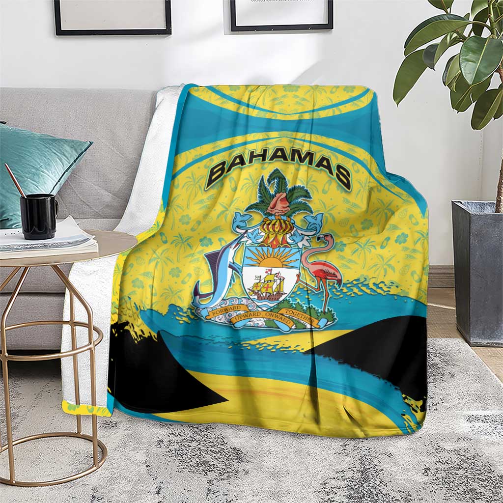 Bahamas Flag Blanket with National Coat of Arms and Sea Turtle Design - Wonder Print Shop