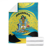 Bahamas Flag Blanket with National Coat of Arms and Sea Turtle Design - Wonder Print Shop