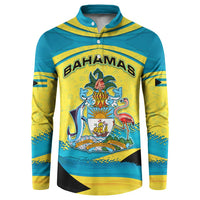 Bahamas Flag Button Sweatshirt with National Coat of Arms and Sea Turtle Design - Wonder Print Shop