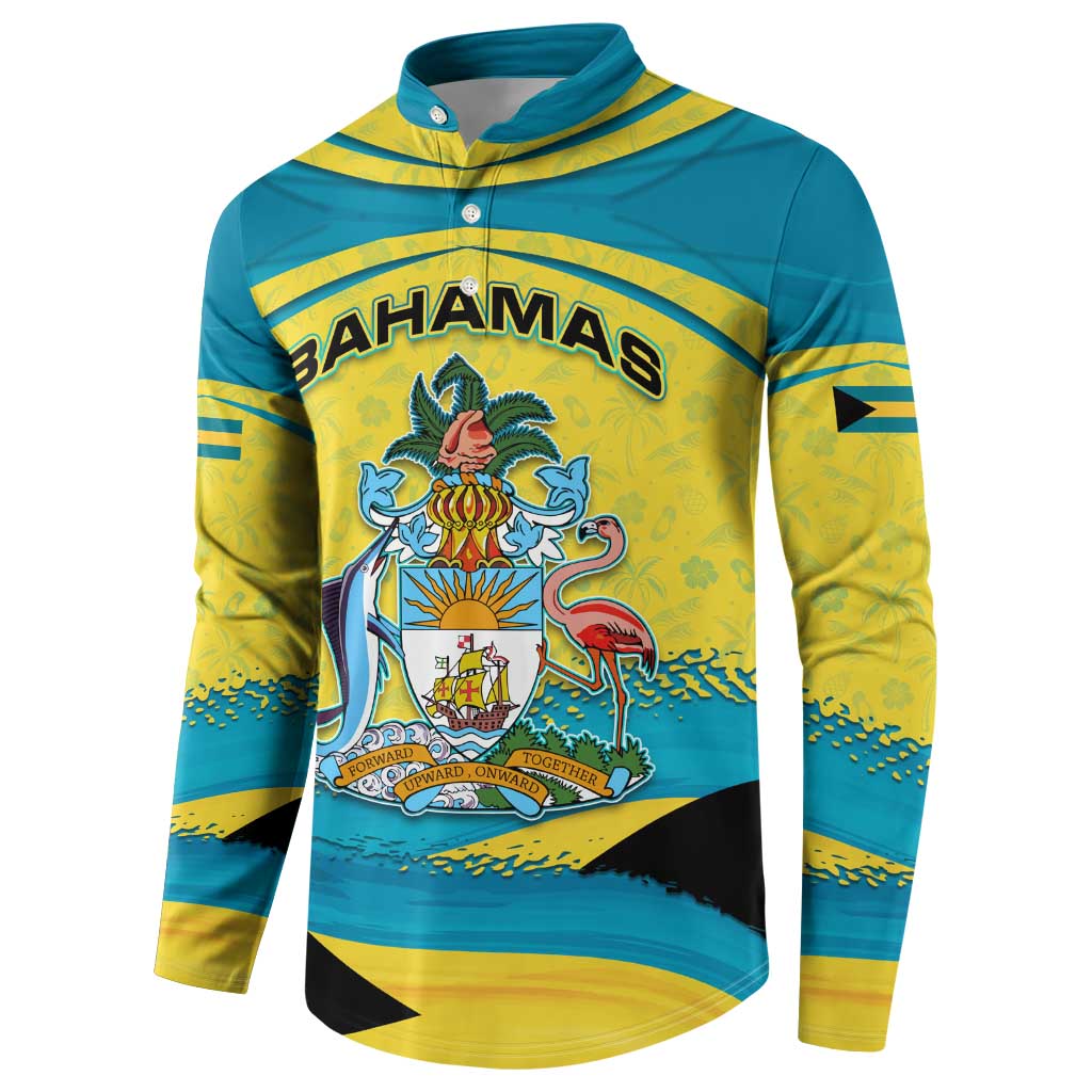 Bahamas Flag Button Sweatshirt with National Coat of Arms and Sea Turtle Design - Wonder Print Shop